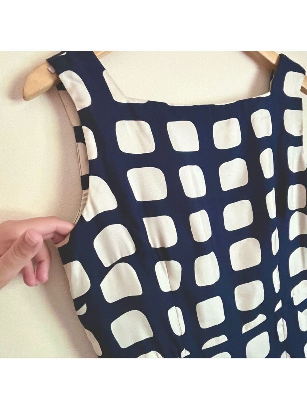 Milly of New York 100% Silk Navy White Geometric Sheath Dress Size 6/8 Italian - Picture 4 of 12